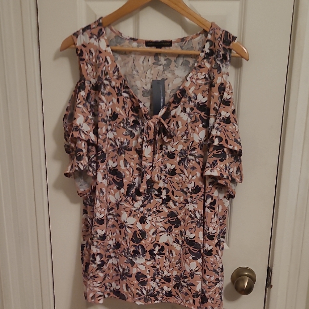 Adrienne Vittadini Pink Floral Blouse